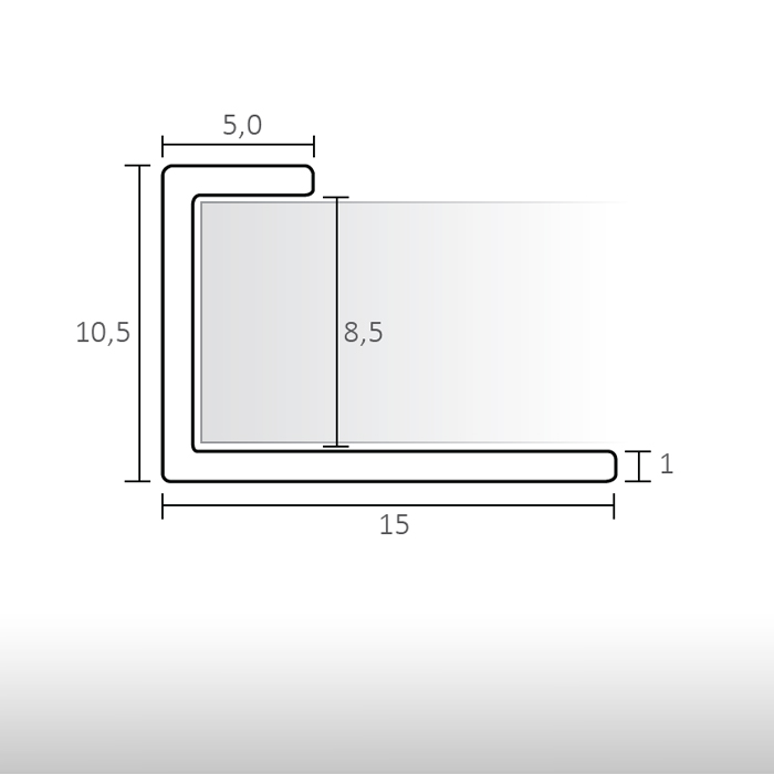 Perfil de terminal para paneles decorativos de pared